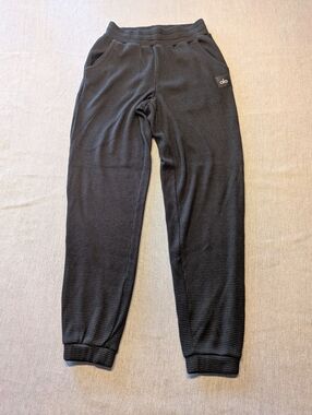 Alo Yoga Waffle Knit Jogger Sweatpants Black Small Lounge Relaxed